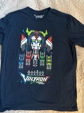 Loot Crate Voltron Graphic Tee - Black with Red, Blue, Green, Yellow